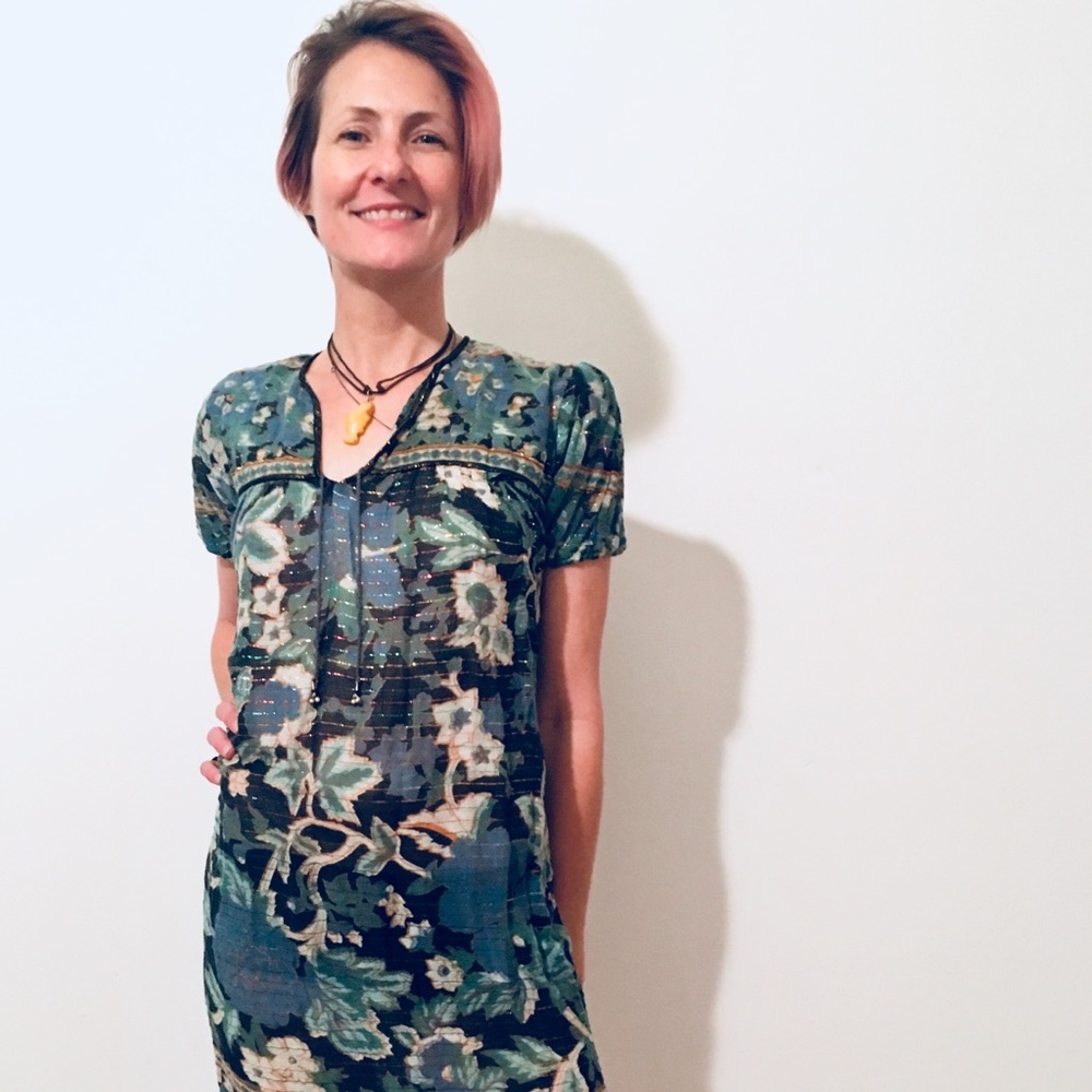 Vintage Floral Indian Gauze Shift dress